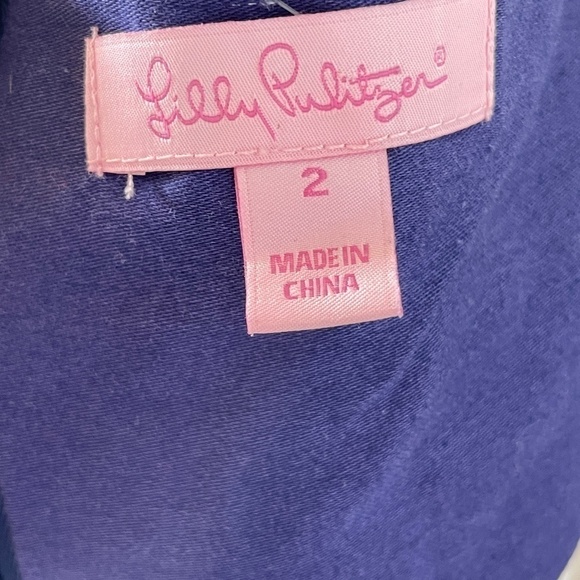 Lilly Pulitzer Cotton Blue/Pink/White Classic Floral Shift Dress Size 2 - Picture 13 of 14